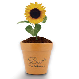 This Mini Flower Pot Kit With Sunflower Seeds Features The Inspirational Message “Bee The Difference”
