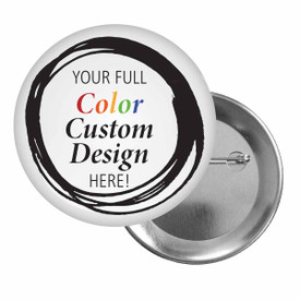 1.75" Inch Button Featuring Your Full Color Custom Logo With Standard Pin-Back.