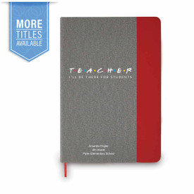 heather gray journal with red accents and teacher message and personalization