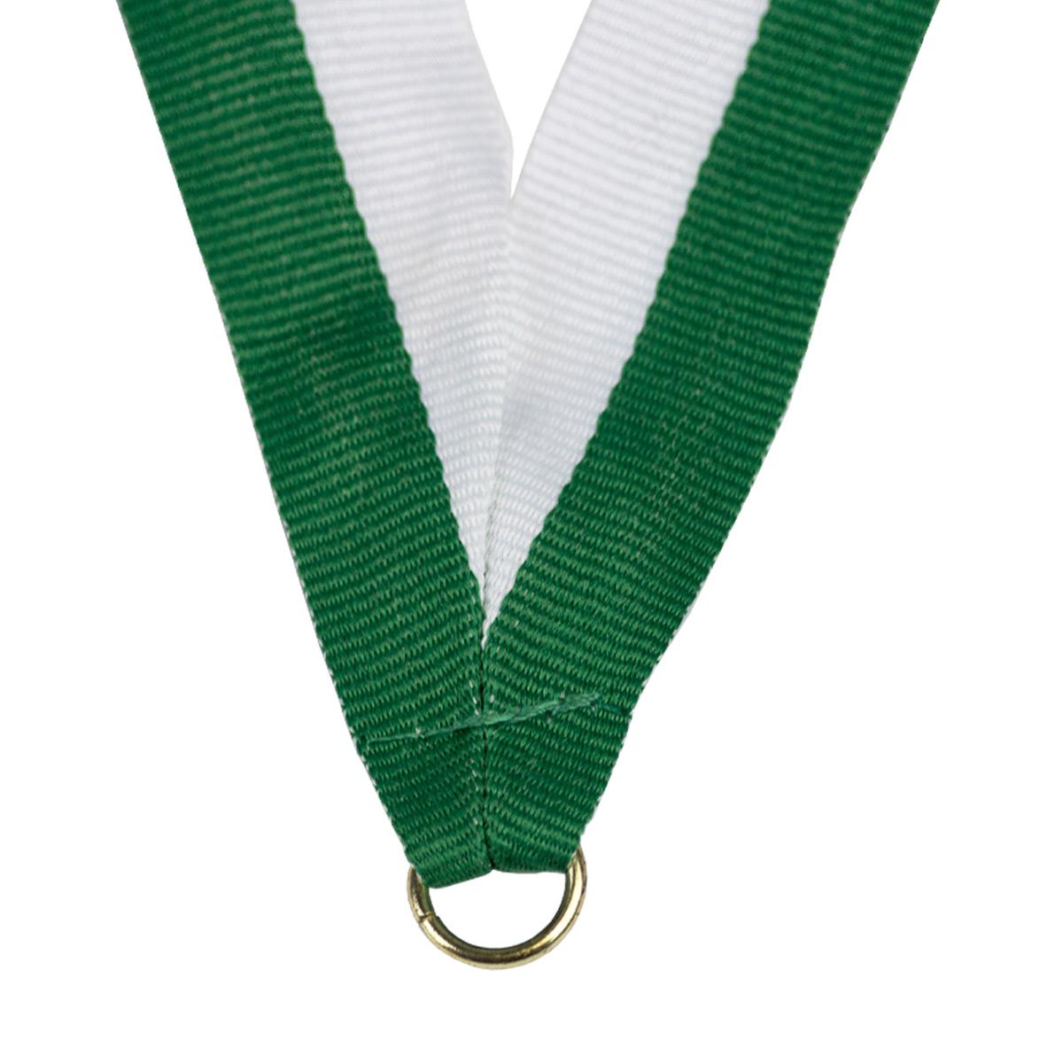 durable neck ribbon in green and white with brass jump ring