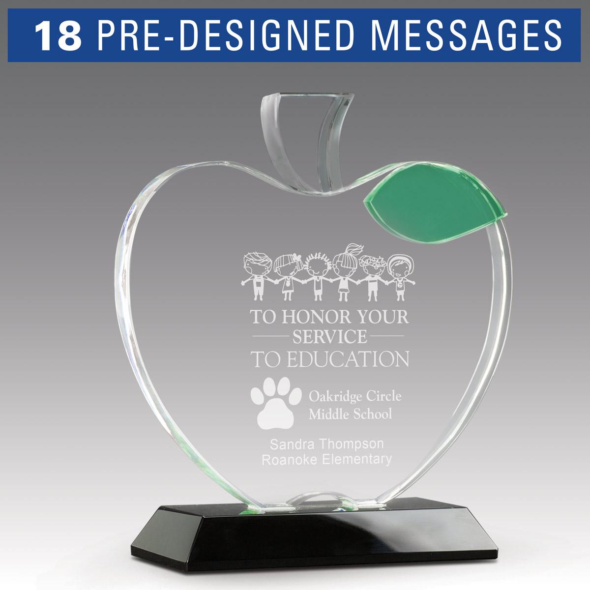 Education Teachers Custom Engraved Glass Apple Art Glass Trophy for Schools Personalized 6 Red Crystal Apple with Clear Base Award